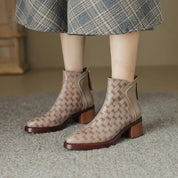 Isabelle Renford | Houndstooth Ankle Boots with Block Heel
