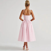 Estelle Vanbrough | Yellow Gingham Midi A-Line Sundress