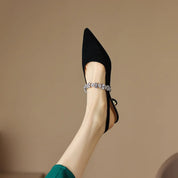 Eloise Sancerre | Silver Crystal Strap Slingback Pointed Toe Heels