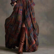 Isadora Pembridge | Tartan Plaid Maxi Shirt Dress with Belt