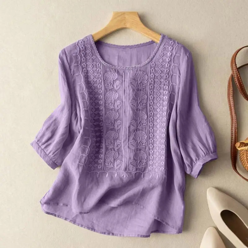 Genevra Whitfield | White Embroidered Relaxed Blouse