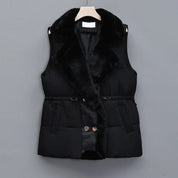 Margaux Elsinore | Faux Fur Collar Puffer Vest in Brown