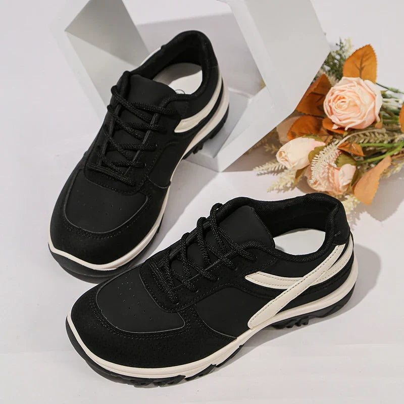 Florentine Ashdale | Leather Patchwork Platform Sneakers in Khaki