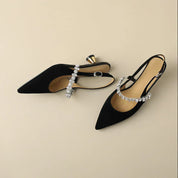 Eloise Sancerre | Silver Crystal Strap Slingback Pointed Toe Heels