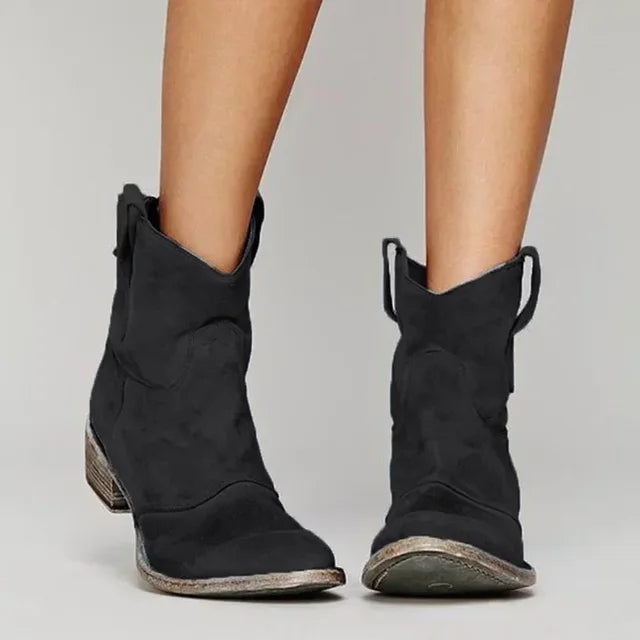 Beatrice Holloway | Suede Western Cowboy Ankle Boots