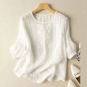 Genevra Whitfield | White Embroidered Relaxed Blouse
