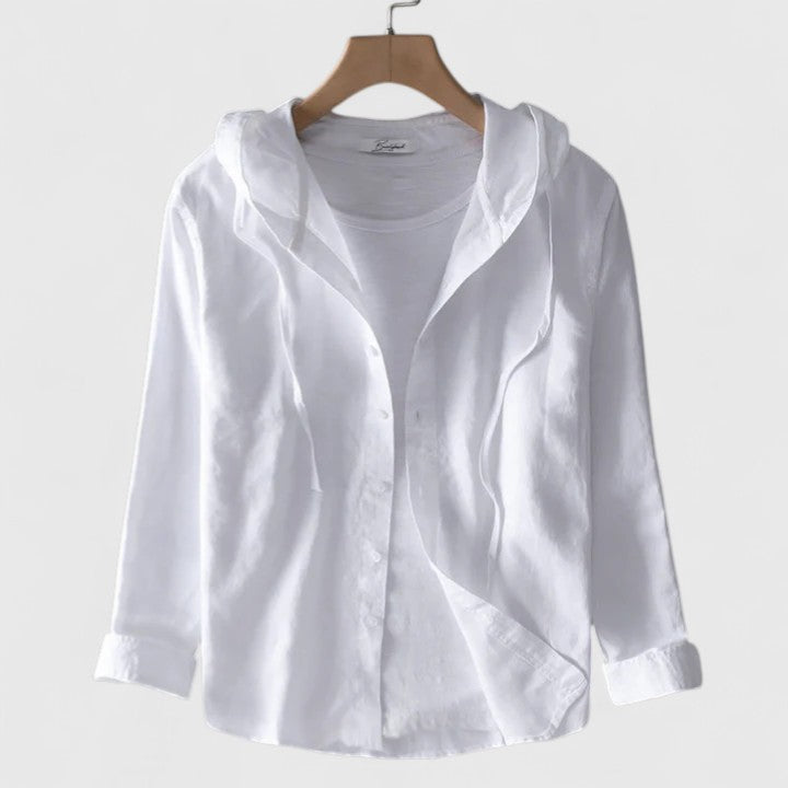 Cristiana Velbourg | Long Sleeve Hooded Blouse in White