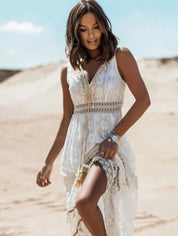 Celestine Beausoleil | Ivory Lace Boho Maxi Dress