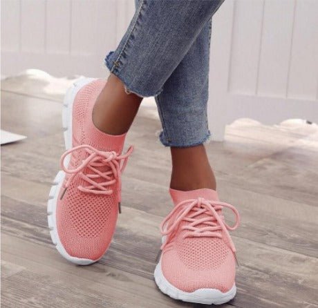 Celeste Wyndbourne | Yellow Knit Mesh Lace-Up Lightweight Sneakers