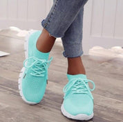 Celeste Wyndbourne | Yellow Knit Mesh Lace-Up Lightweight Sneakers