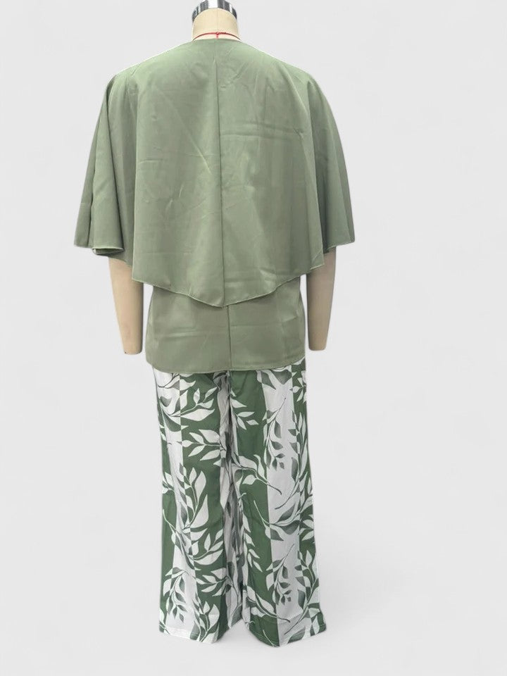 Constance Ellwood | Sage Green Floral Print Two-Piece Set