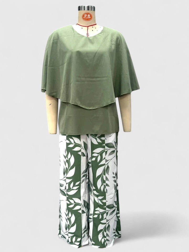 Constance Ellwood | Sage Green Floral Print Two-Piece Set