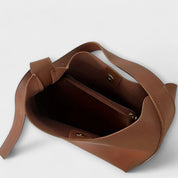 Cecilia Montrose | Tan Faux Leather Shoulder Bag with Gold Buckle