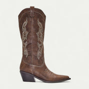 Seraphina Caldwell | Black Western Calf-High Pointed Toe Boots