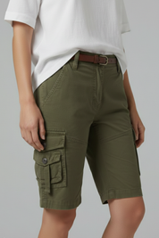 Camille Trevorne | Women's Olive Green Utility Cargo Shorts