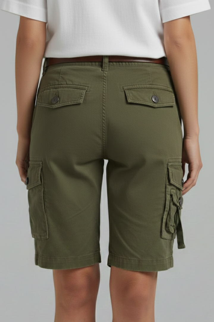 Camille Trevorne | Women's Olive Green Utility Cargo Shorts