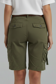 Camille Trevorne | Women's Olive Green Utility Cargo Shorts
