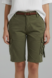 Camille Trevorne | Women's Olive Green Utility Cargo Shorts