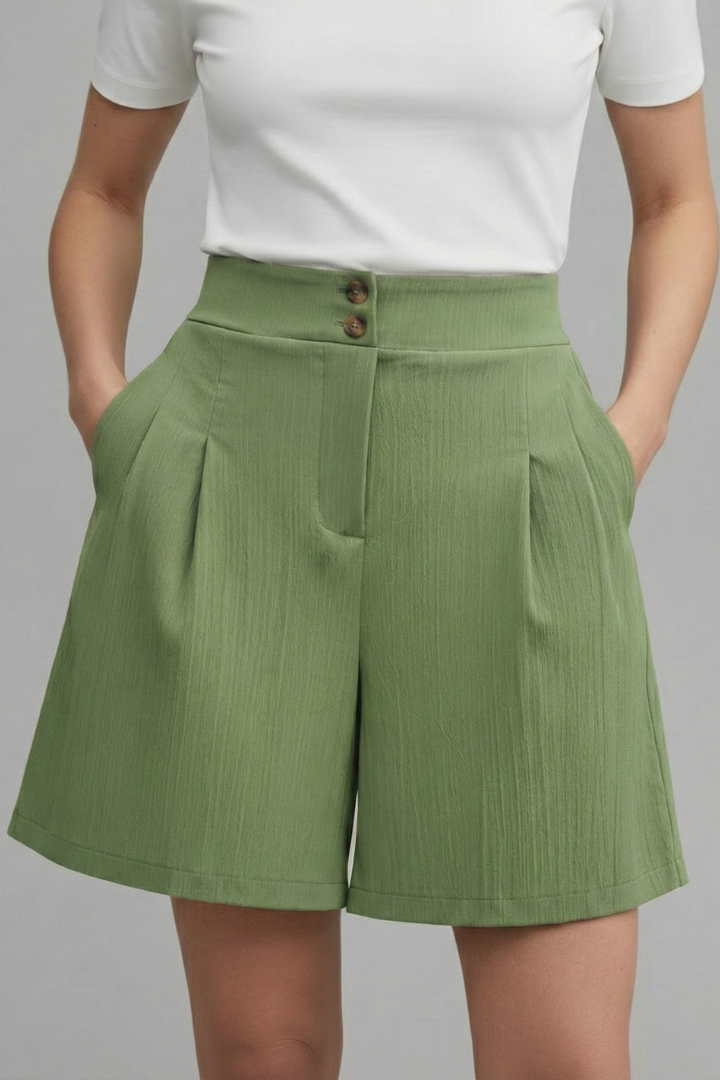 Aurelie Deschamps | High Waist Wide Leg Grey Shorts