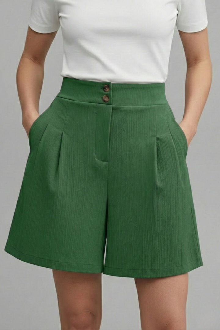 Aurelie Deschamps | High Waist Wide Leg Grey Shorts