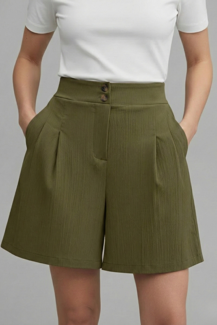 Aurelie Deschamps | High Waist Wide Leg Grey Shorts