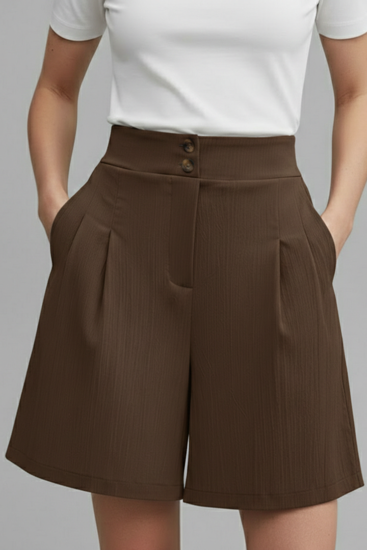 Aurelie Deschamps | High Waist Wide Leg Grey Shorts
