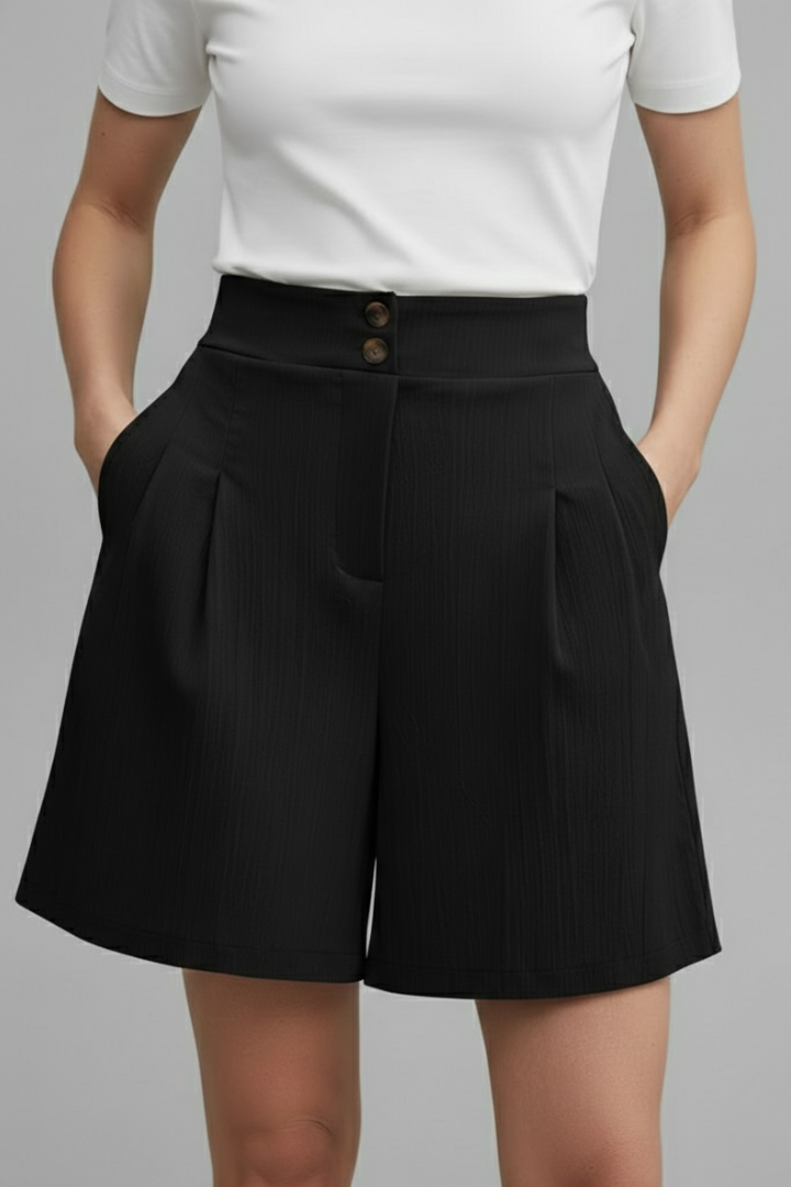 Aurelie Deschamps | High Waist Wide Leg Grey Shorts