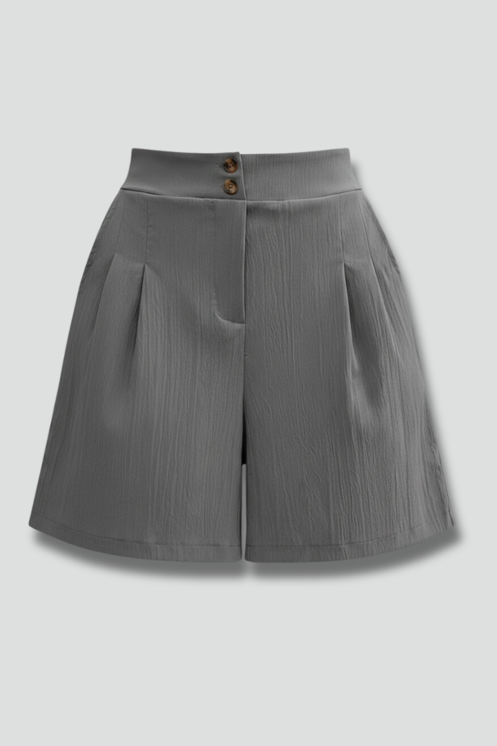 Aurelie Deschamps | High Waist Wide Leg Grey Shorts