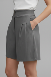 Aurelie Deschamps | High Waist Wide Leg Grey Shorts