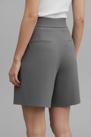 Aurelie Deschamps | High Waist Wide Leg Grey Shorts