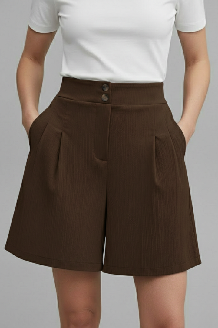 Aurelie Deschamps | High Waist Wide Leg Grey Shorts
