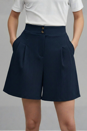 Aurelie Deschamps | High Waist Wide Leg Grey Shorts