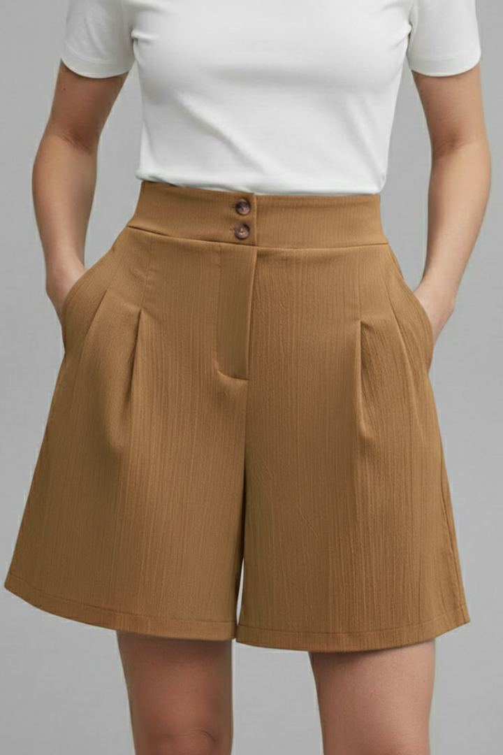 Aurelie Deschamps | High Waist Wide Leg Grey Shorts