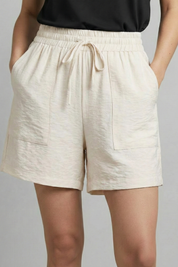 Sylvie Montclair | Women's Black Elastic Waist Drawstring Shorts