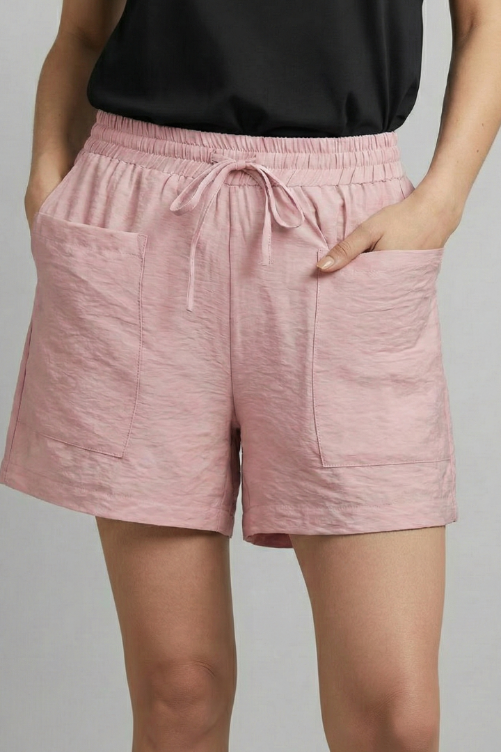 Sylvie Montclair | Women's Black Elastic Waist Drawstring Shorts
