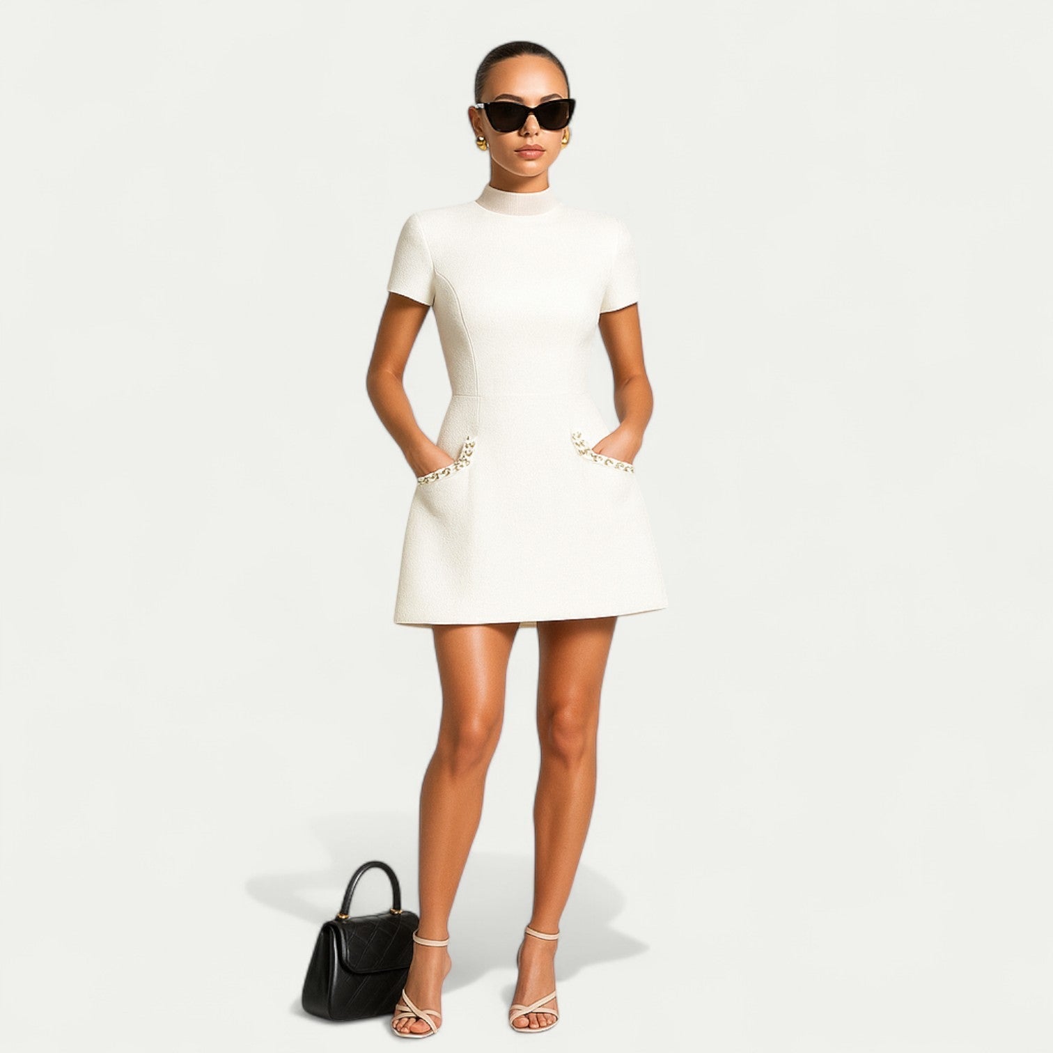 Elena Bellucci | Pearl-Trim Mini Dress Elegance