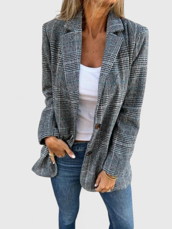 Victoria Pemberton | Grey Plaid Oversized Blazer