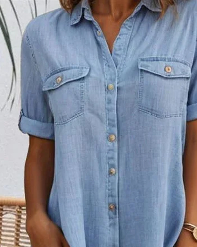 Clarissa Wyndmere | Lightweight Denim-Look Shirt Dress