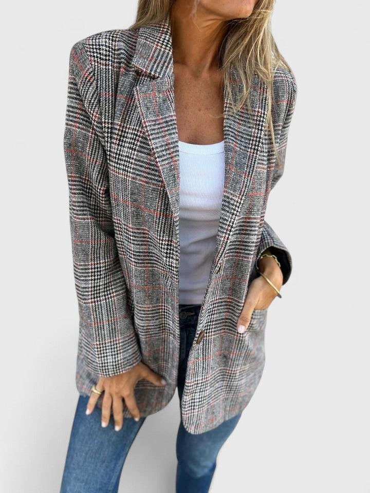 Victoria Pemberton | Grey Plaid Oversized Blazer