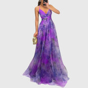 Elowen Faircourt | Floral Print Maxi Dress with Crisscross Straps