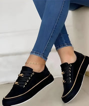 Valentina Mercer | White Platform Sneakers with Gold Chain Detail
