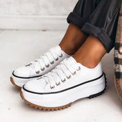 Elspeth Ravencourt | Black Platform Lace-Up Sneakers for Women