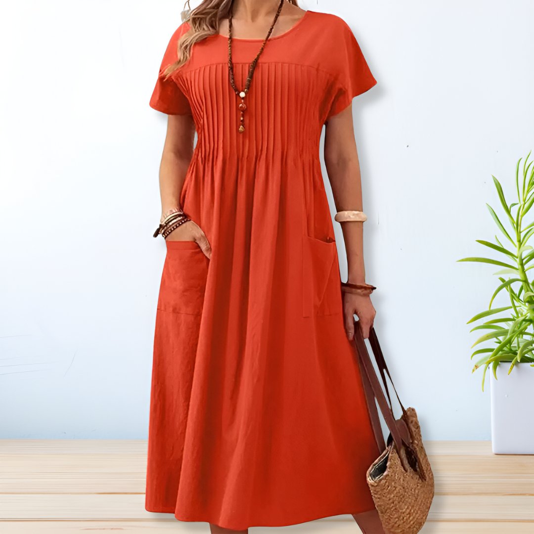 Théaline Rochambeau | Army Green Relaxed Midi Dress with Pockets