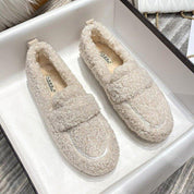Rosette Faircliff | Plush Sherpa Moccasin Flats in Cream