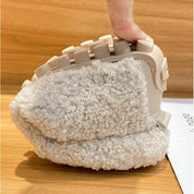 Rosette Faircliff | Plush Sherpa Moccasin Flats in Cream