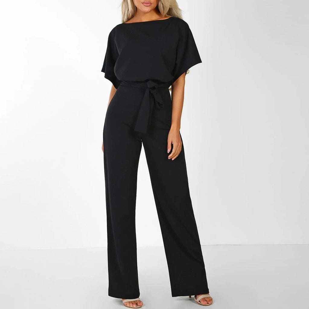 Arabelle Fontcrest | Belted Wide-Leg Jumpsuit in Ivory