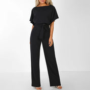 Arabelle Fontcrest | Belted Wide-Leg Jumpsuit in Ivory