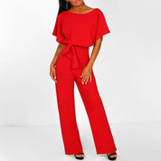 Arabelle Fontcrest | Belted Wide-Leg Jumpsuit in Ivory