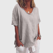 Sylvette Morraine | Elegant Loose V-Neck Top in Pink