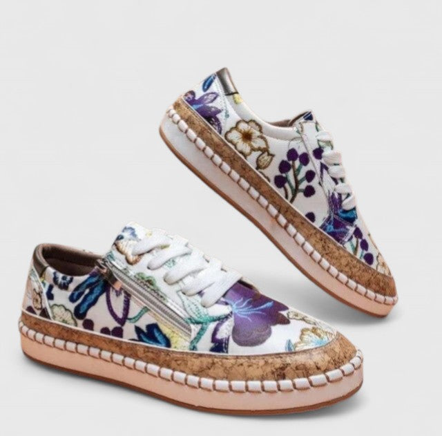 Rosalinde Hartcourt | Floral Print Cork Platform Sneakers